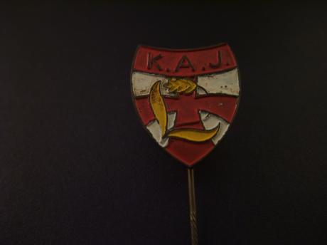 K.A.J. Katholieke Arbeiders Jeugd logo met gele bloem